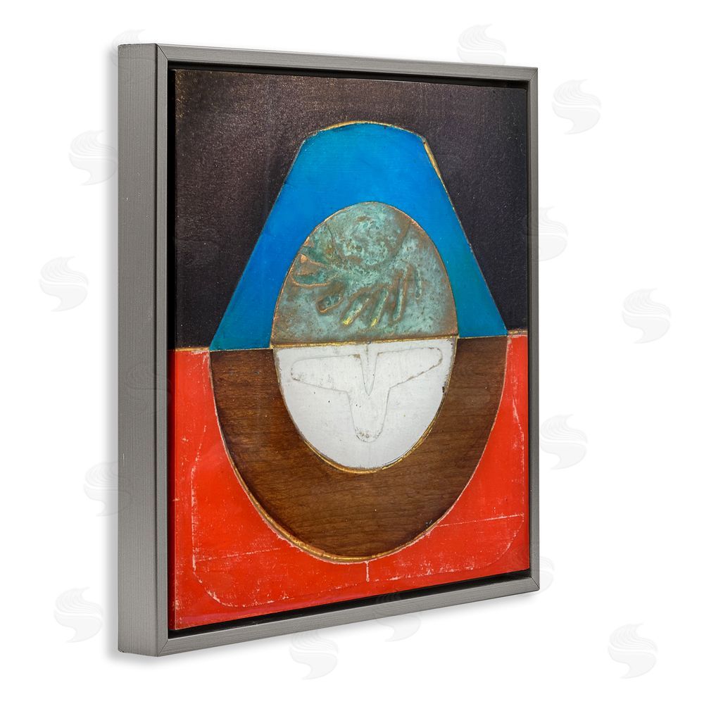 Matthew Finger Round Rustic Symmetry Gray Floating Frame Canvas Wall Art Print