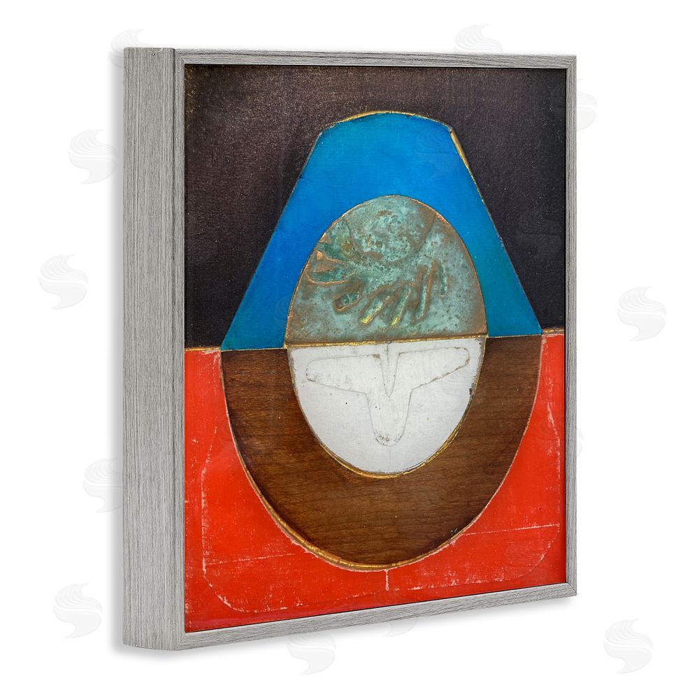 Matthew Finger Round Rustic Symmetry Gray Framed Giclee Wall Art Print