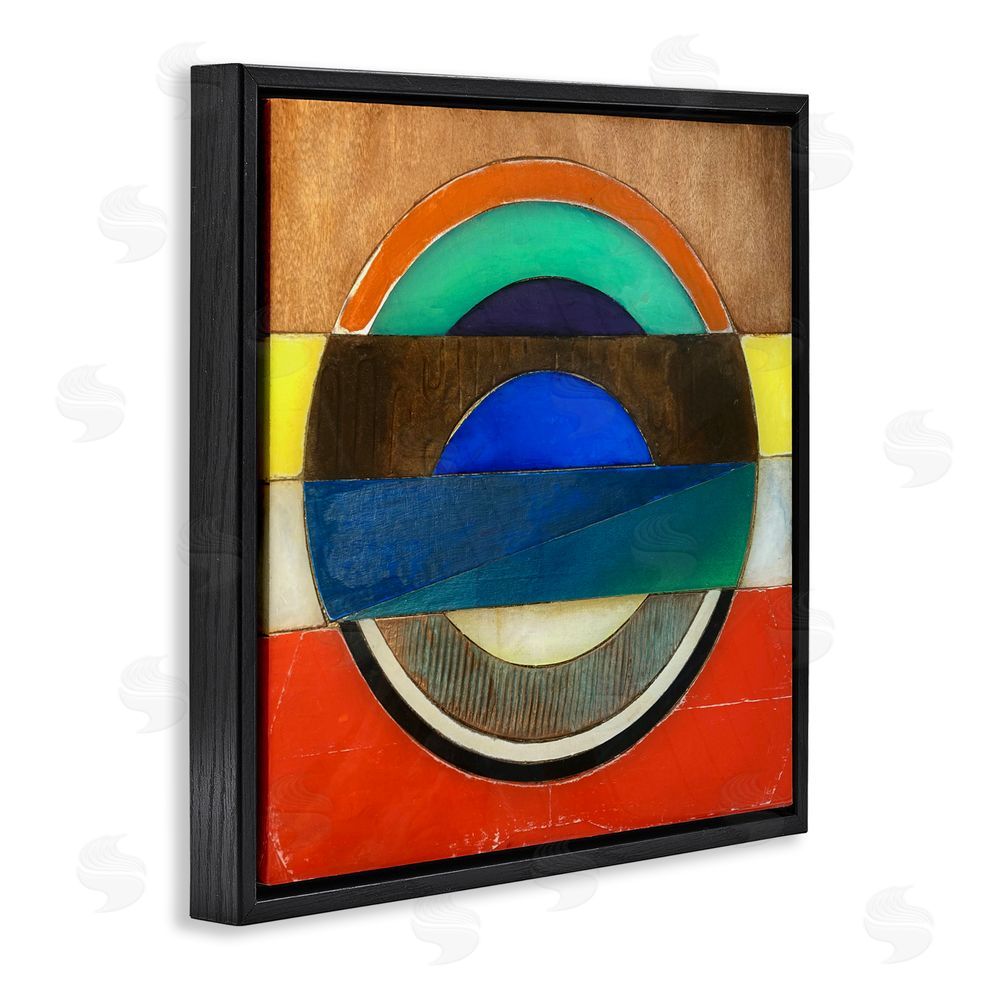 Matthew Finger Bisected Circle Structure Black Floating Frame Canvas Wall Art Print