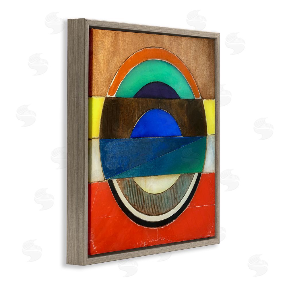Matthew Finger Bisected Circle Structure Brown Floating Frame Canvas Wall Art Print