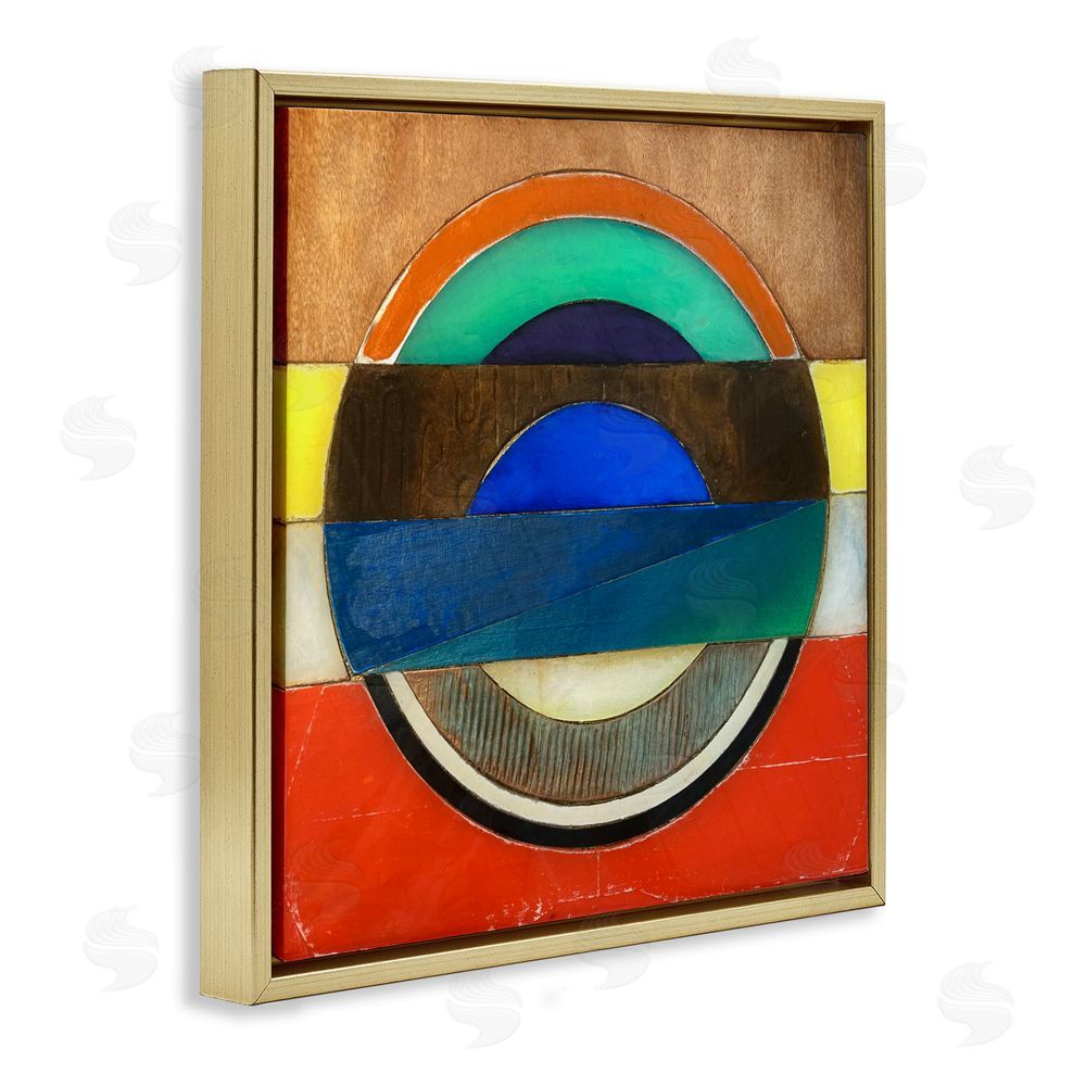Matthew Finger Bisected Circle Structure Gold Floating Frame Canvas Wall Art Print