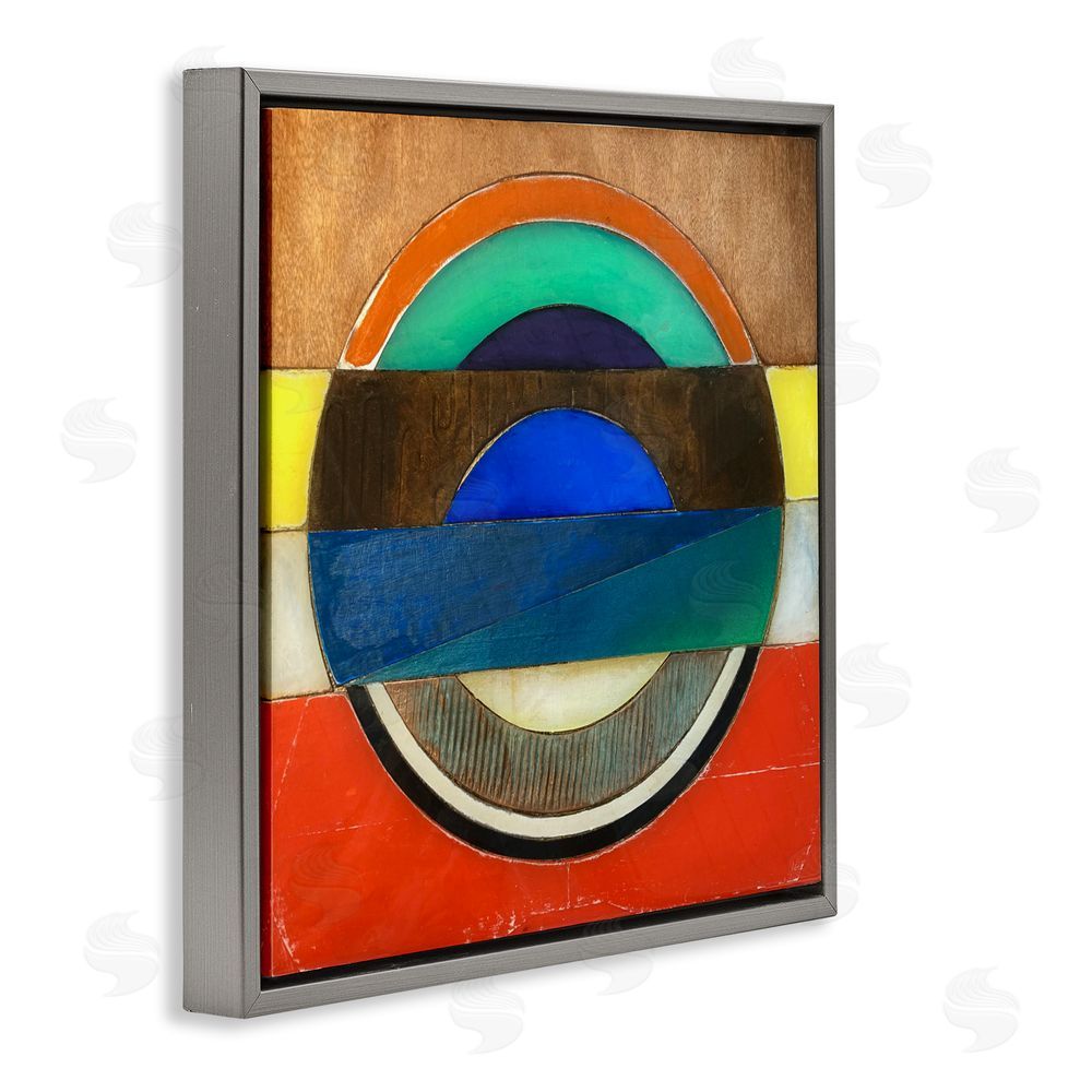 Matthew Finger Bisected Circle Structure Gray Floating Frame Canvas Wall Art Print