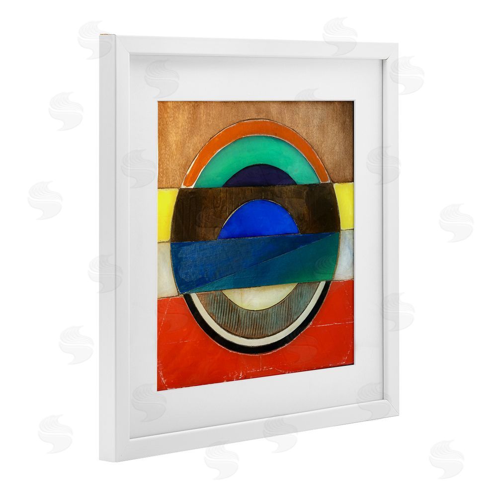 Matthew Finger Bisected Circle Structure White Framed Print Under Glass Wall Art