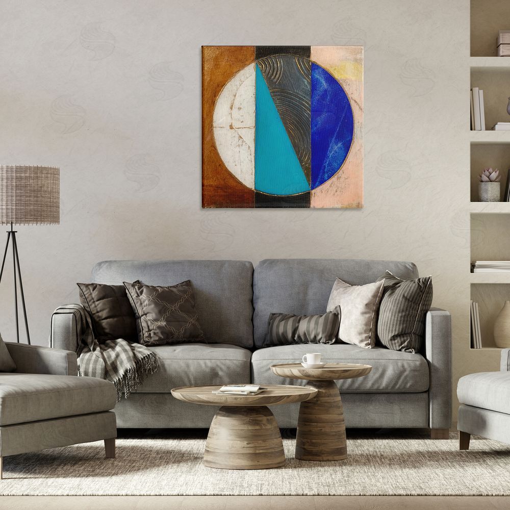 Matthew Finger Structured Circle Abstraction Stretched Canvas Wall Art in Room