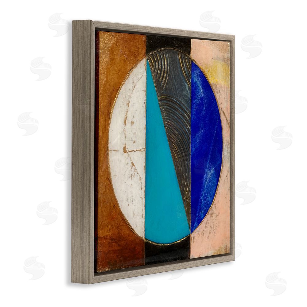 Matthew Finger Structured Circle Abstraction Brown Floating Frame Canvas Wall Art Print