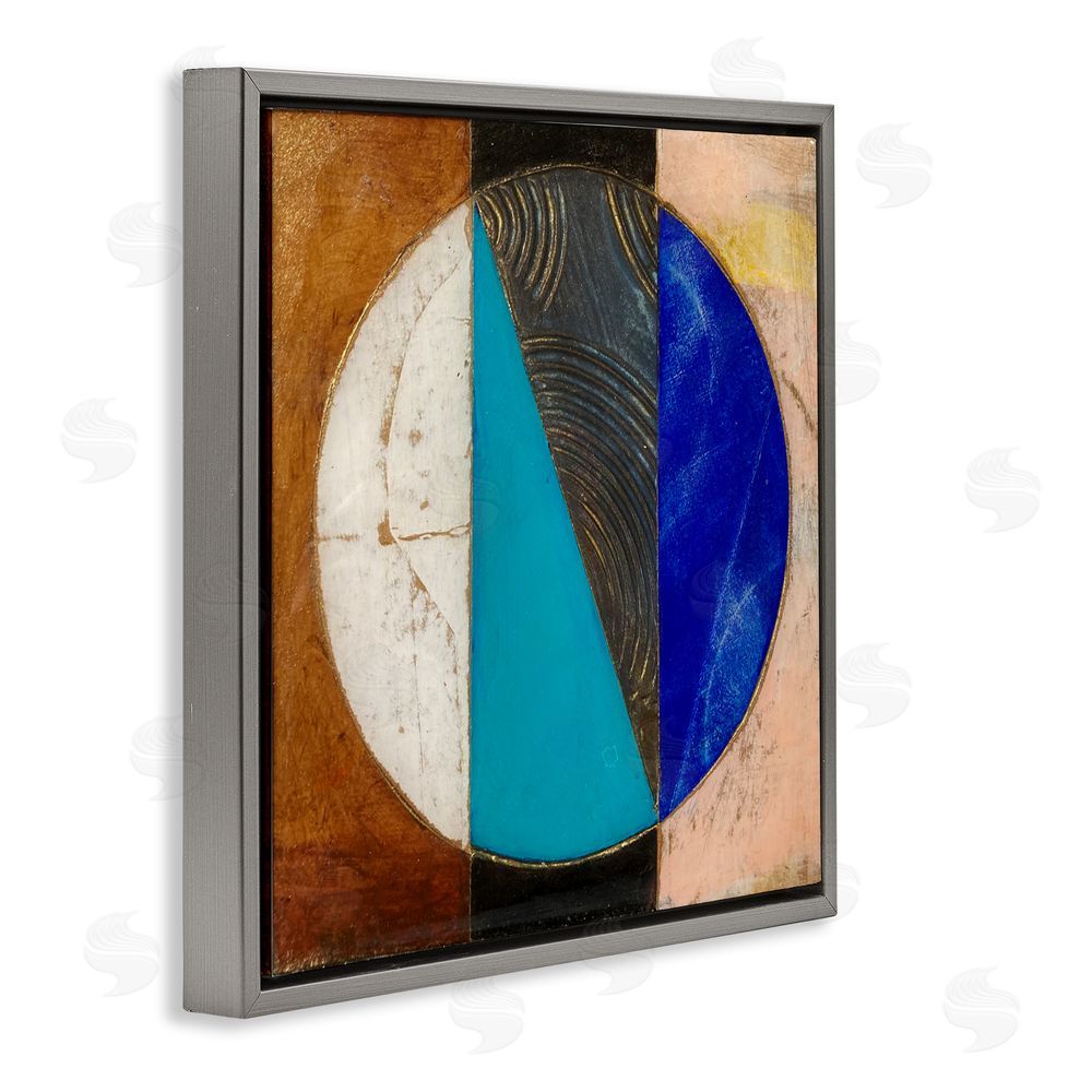 Matthew Finger Structured Circle Abstraction Gray Floating Frame Canvas Wall Art Print