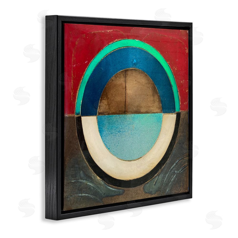 Matthew Finger Round Distressed Circle Black Floating Frame Canvas Wall Art Print