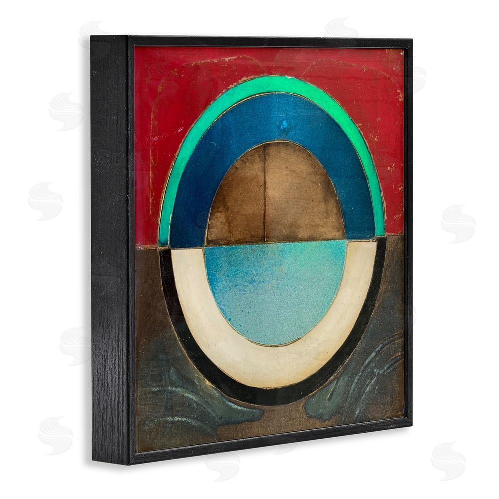 Matthew Finger Round Distressed Circle Black Framed Giclee Wall Art Print