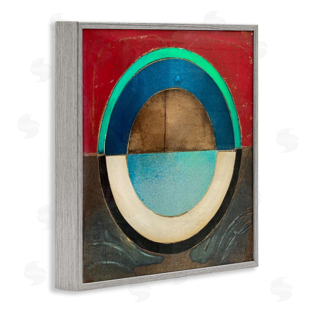 Matthew Finger Round Distressed Circle Gray Framed Giclee Wall Art Print