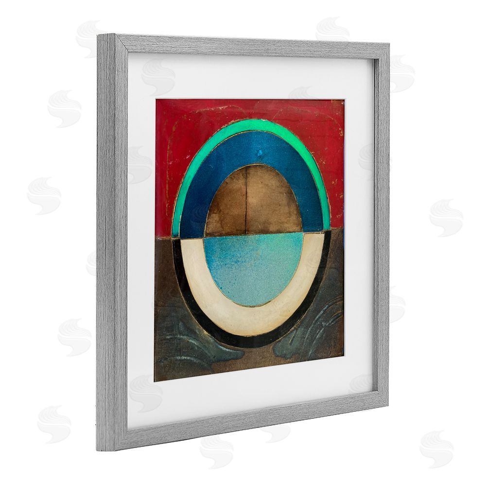 Matthew Finger Round Distressed Circle Gray Framed Print Under Glass Wall Art