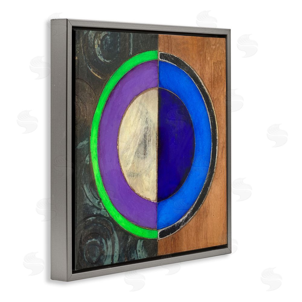 Matthew Finger Rustic Circular Balance Gray Floating Frame Canvas Wall Art Print