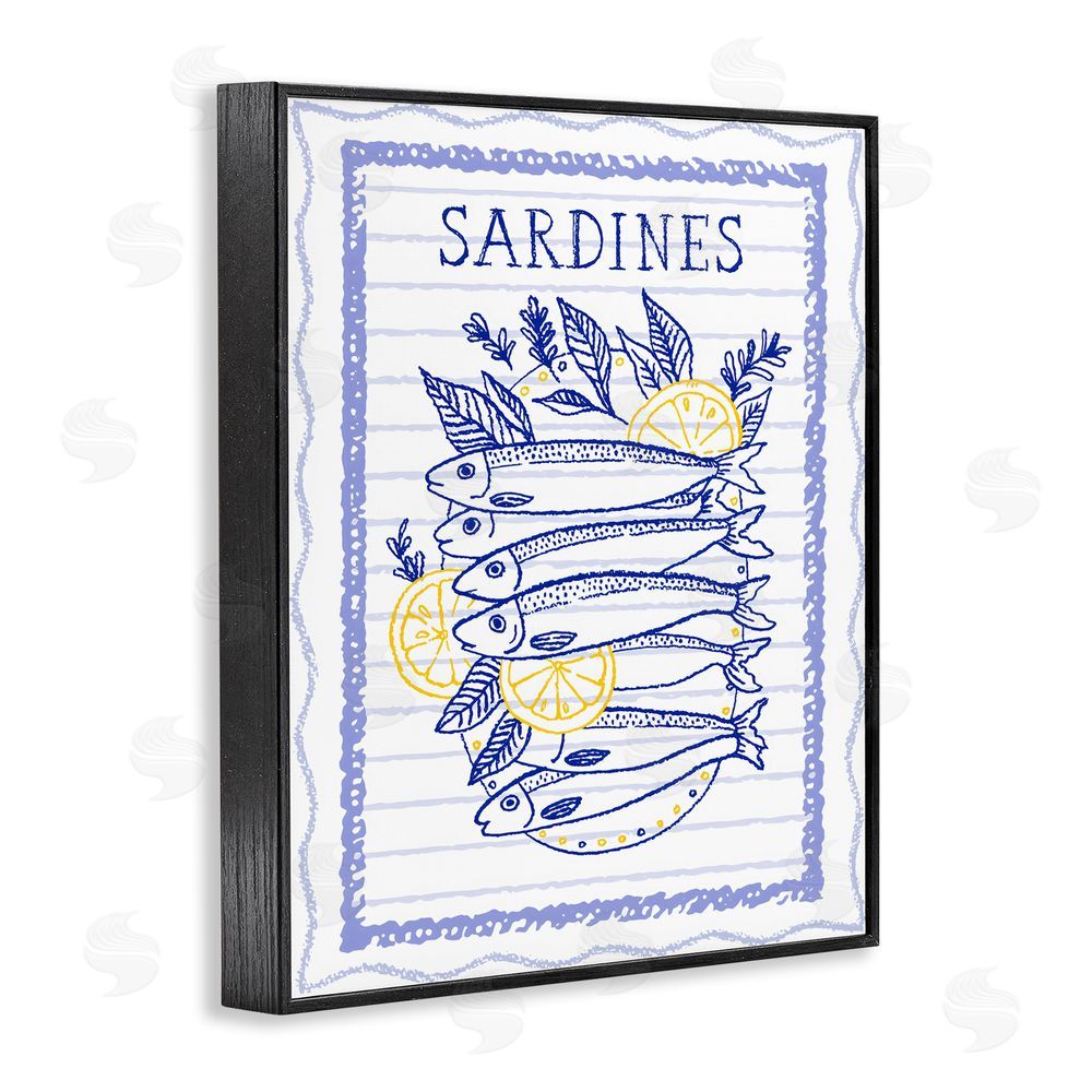 Creative Studio Sardines Pile with Lemons Black Framed Giclee Wall Art Print