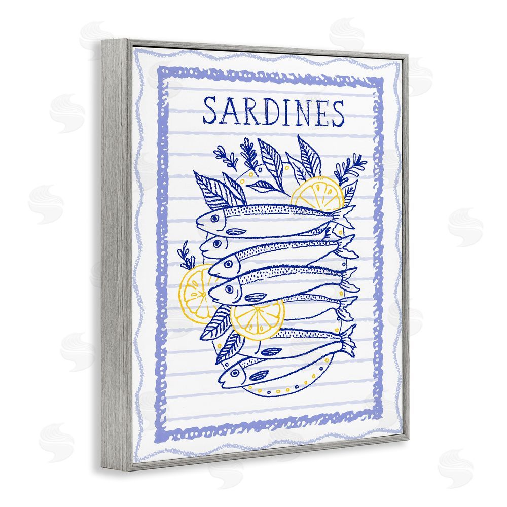 Creative Studio Sardines Pile with Lemons Gray Framed Giclee Wall Art Print