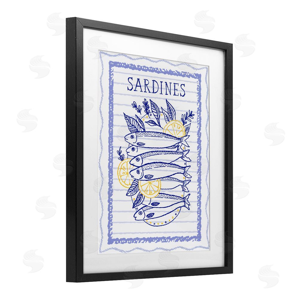 Creative Studio Sardines Pile with Lemons Black Framed Print Under Glass Wall Art
