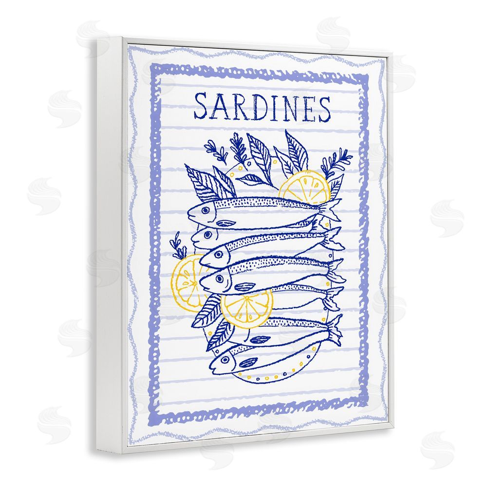 Creative Studio Sardines Pile with Lemons White Framed Giclee Wall Art Print