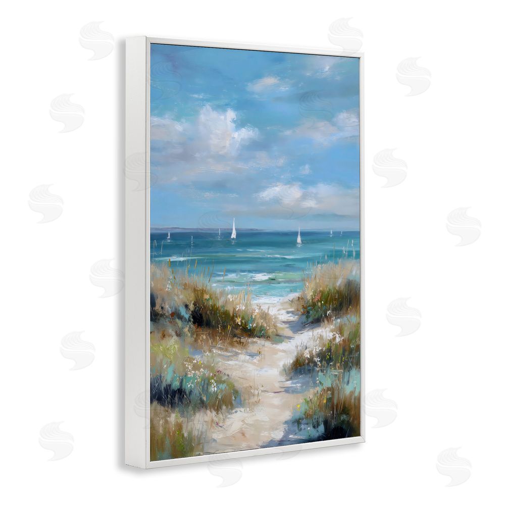 Petal Prints Design Sailboat Path Impression White Framed Giclee Wall Art Print