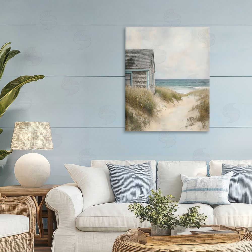 Creative Studio Oceanfront Cottage on Dune Path Stretched Canvas Wall Art in Room