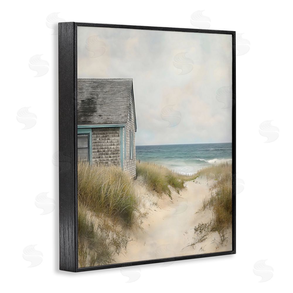 Creative Studio Oceanfront Cottage on Dune Path Black Framed Giclee Wall Art