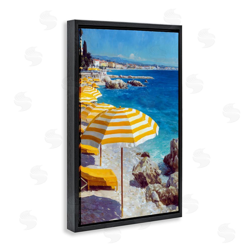 Petal Prints Design Sunshine on the Shore Black Floating Framed Canvas Wall Art Print