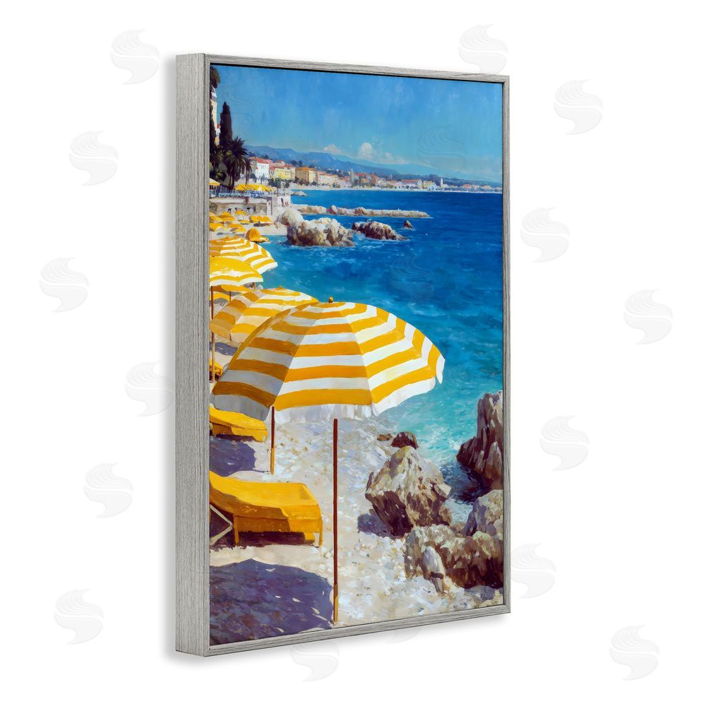 Petal Prints Design Sunshine on the Shore Gray Framed Giclee Wall Art Print