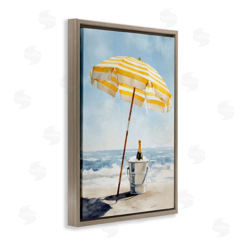Petal Prints Design Sunshine Celebration at Seaside Brown Floating Framed Canvas Wall Art Print