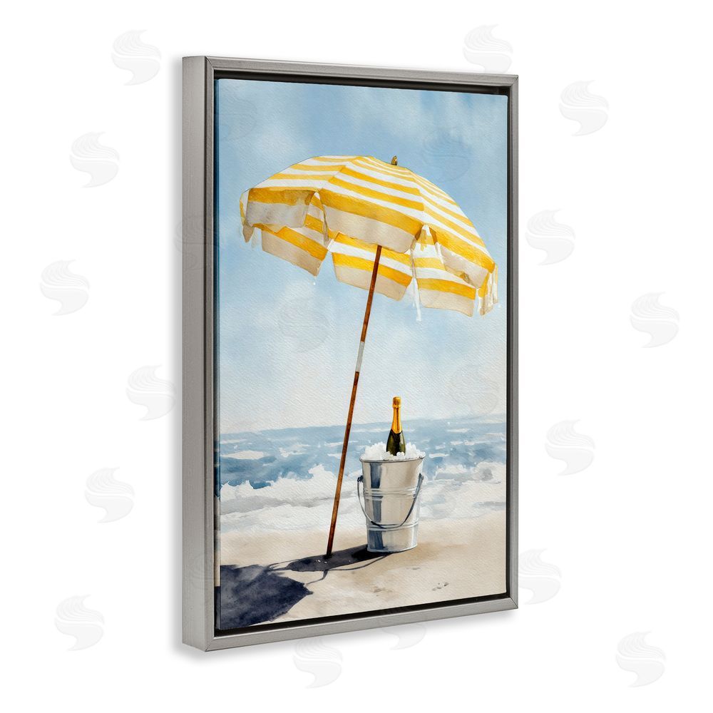 Petal Prints Design Sunshine Celebration at Seaside Gray Floating Framed Canvas Wall Art Print