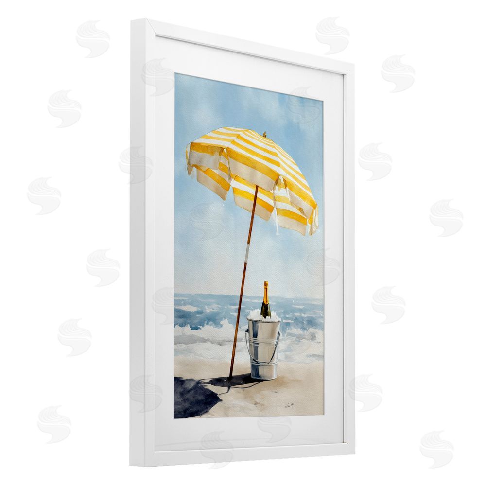 Petal Prints Design Sunshine Celebration at Seaside White Framed Print Under Glass with White Mat Wall Art
