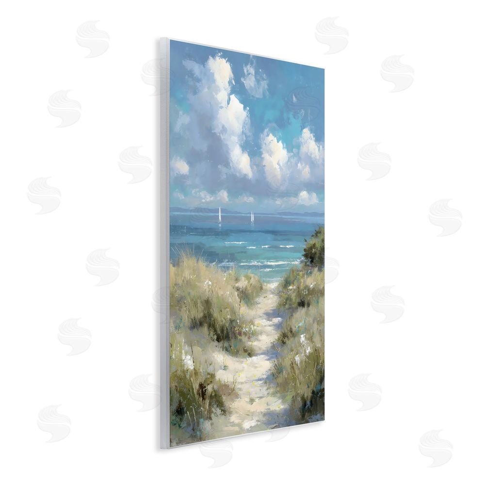 Petal Prints Design Impressionist Clouds over Beach Path Wall Plaque Home Decor Art Print