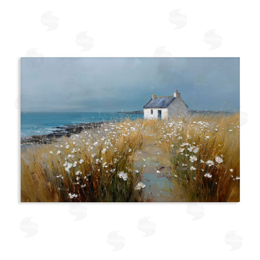 Petal Prints Design Oceanfront Cottage Wildflowers Stretched Canvas Wall Art