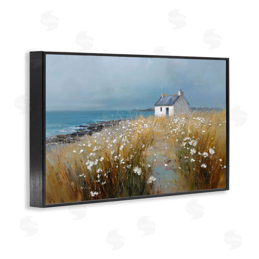 Petal Prints Design Oceanfront Cottage Wildflowers Black Framed Giclee Wall Art