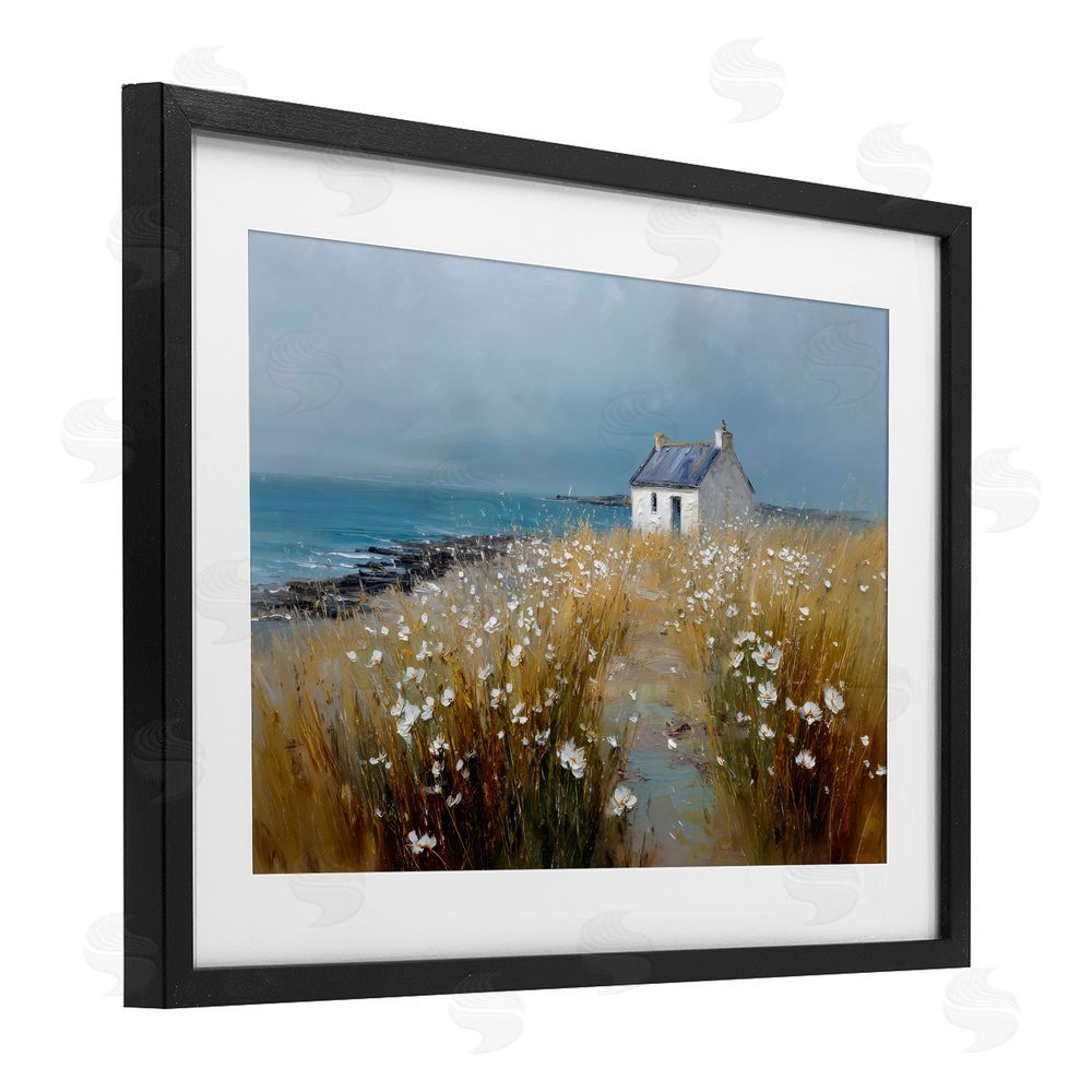 Petal Prints Design Oceanfront Cottage Wildflowers Black Framed Print Under Glass Wall Art
