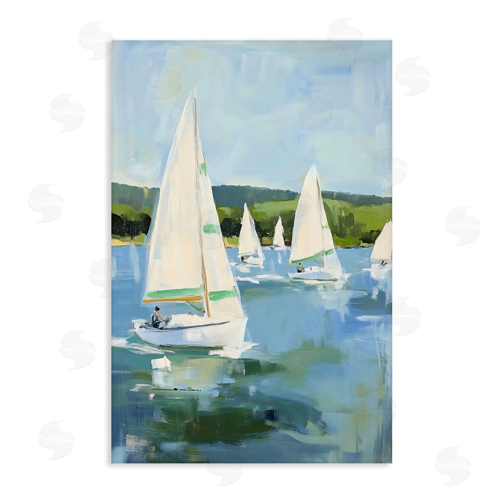 Petal Prints Design Boat Race Regatta Stretched Canvas Wall Art Print