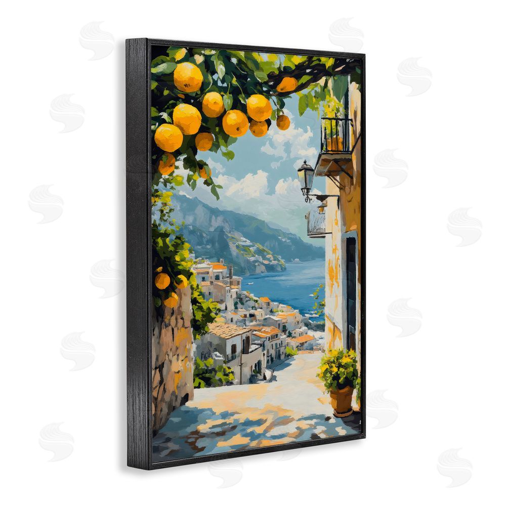 Creative Studio Lemon Tree Overlooking Coast Black Framed Giclee Wall Art
