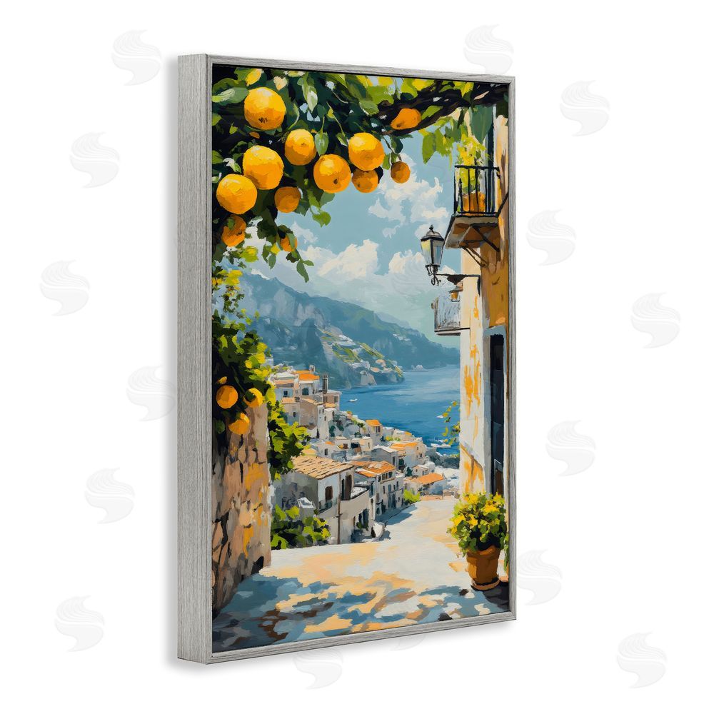 Creative Studio Lemon Tree Overlooking Coast Gray Framed Giclee Wall Art