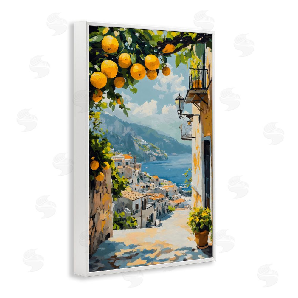 Creative Studio Lemon Tree Overlooking Coast White Framed Giclee Wall Art