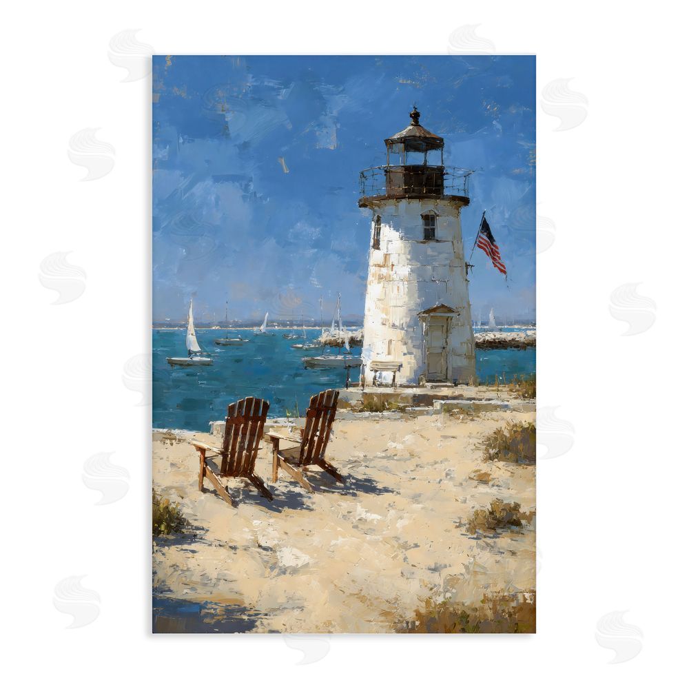 Petal Prints Design Summer at Lighthouse Bay Stretched Canvas Wall Art Print