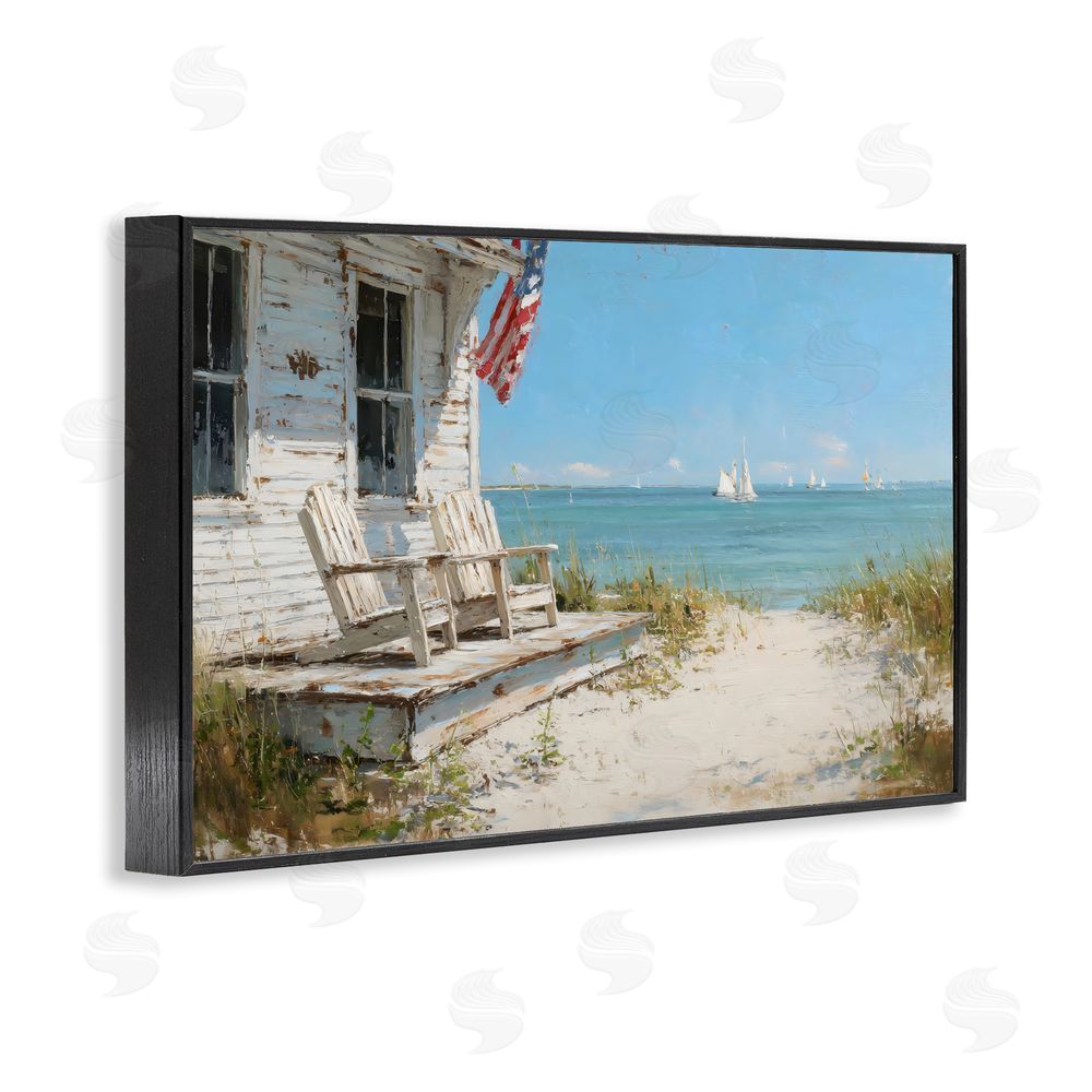 Petal Prints Design By The Ocean Cottage Retreat Black Framed Giclee Wall Art Print