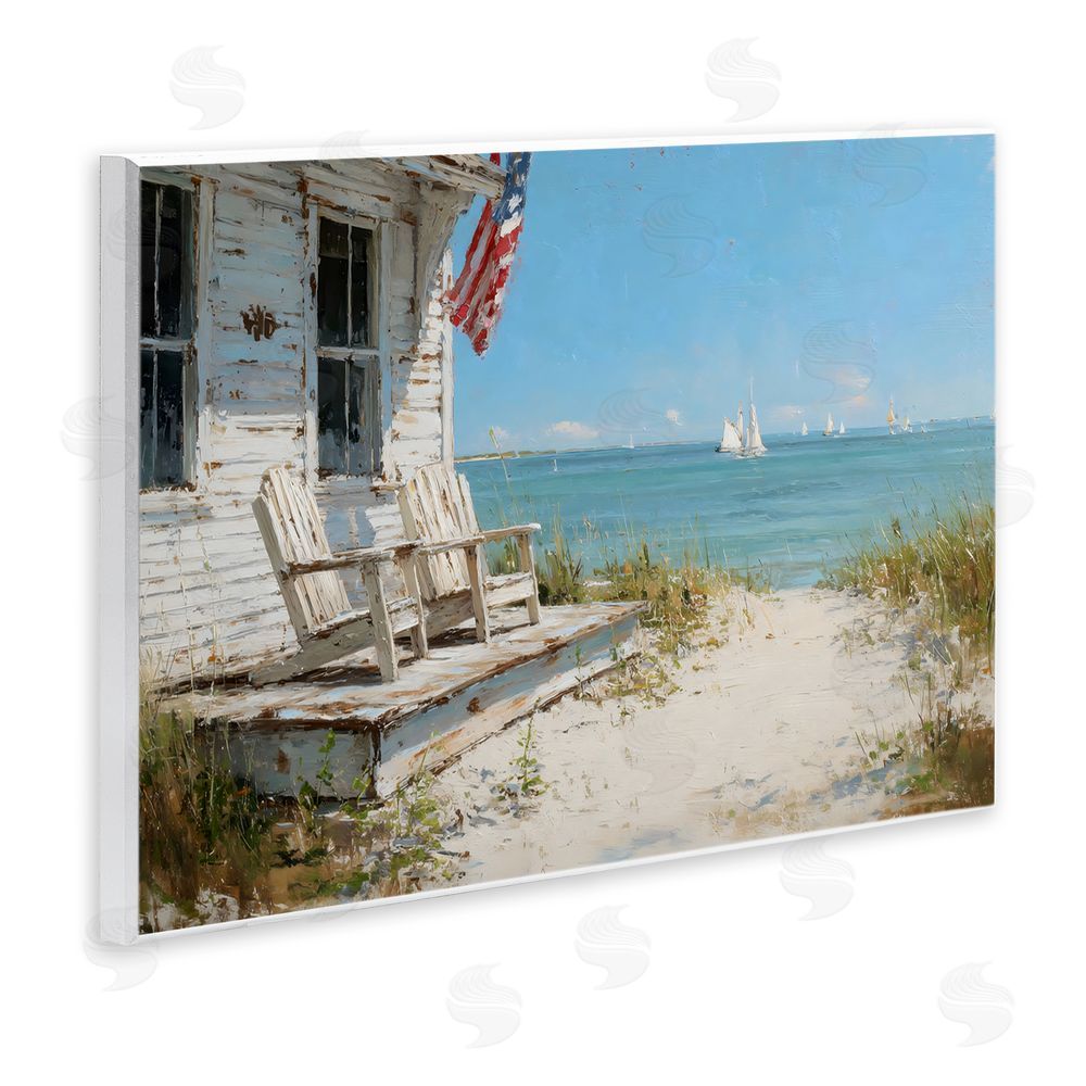Petal Prints Design By The Ocean Cottage Retreat Wall Plaque Art Print with White Foil Wrap