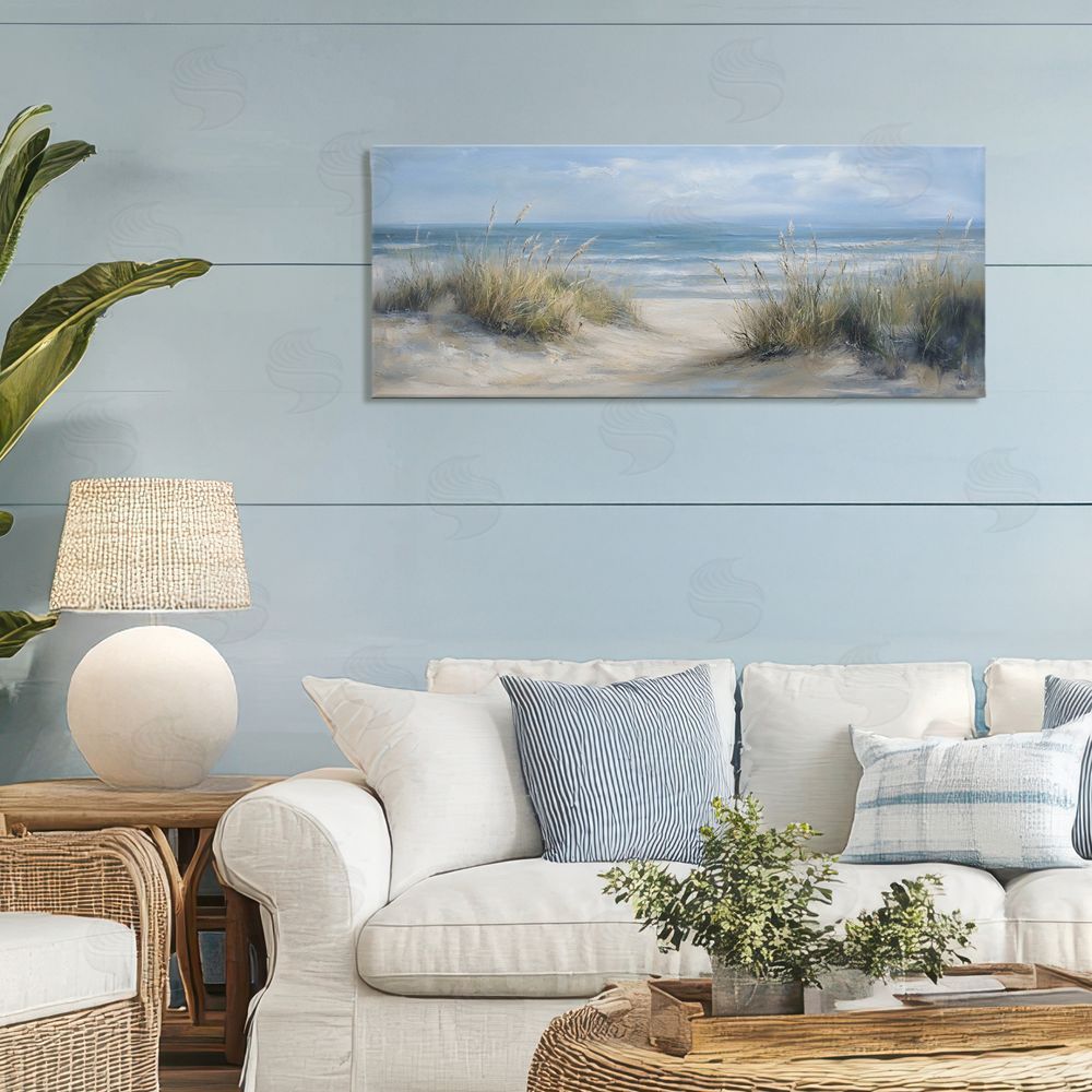 LSR Design Studio Coastal Peace Dunes Stretched Canvas Wall Art in Room