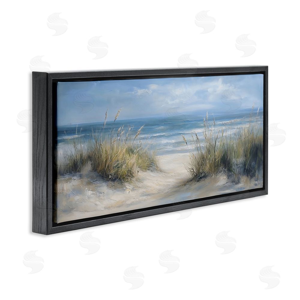 LSR Design Studio Coastal Peace Dunes Black Floating Frame Canvas Wall Art Print