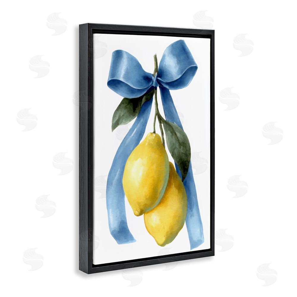 Petal Prints Design Sweet & Sour Lemons Black Floating Framed Canvas Wall Art Print