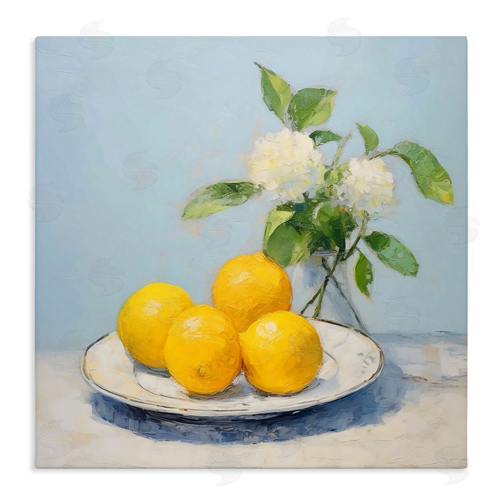 Creative Studio Vase of Flowers and Lemons Stretched Canvas Wall Art Print
