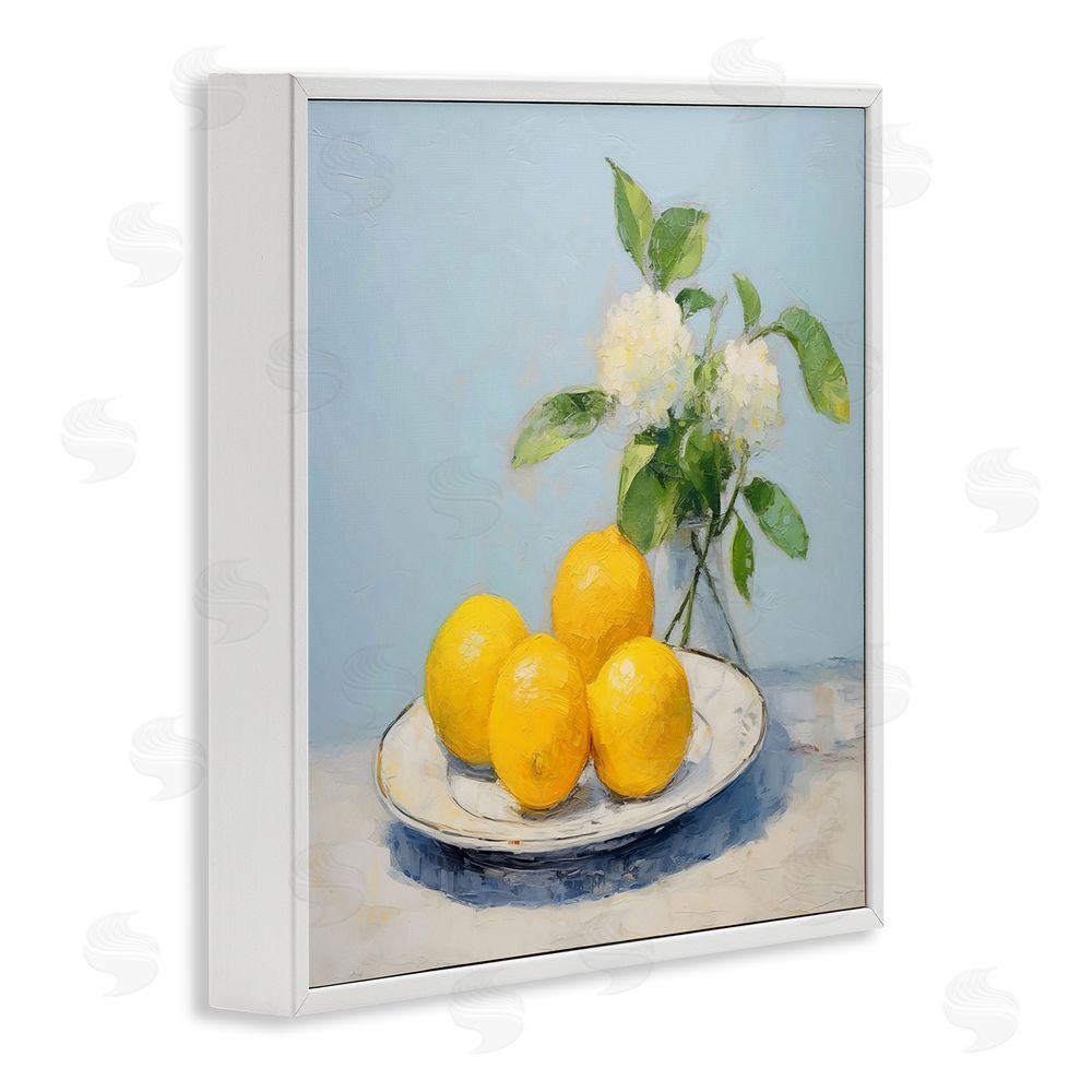 Creative Studio Vase of Flowers and Lemons White Framed Giclee Wall Art Print