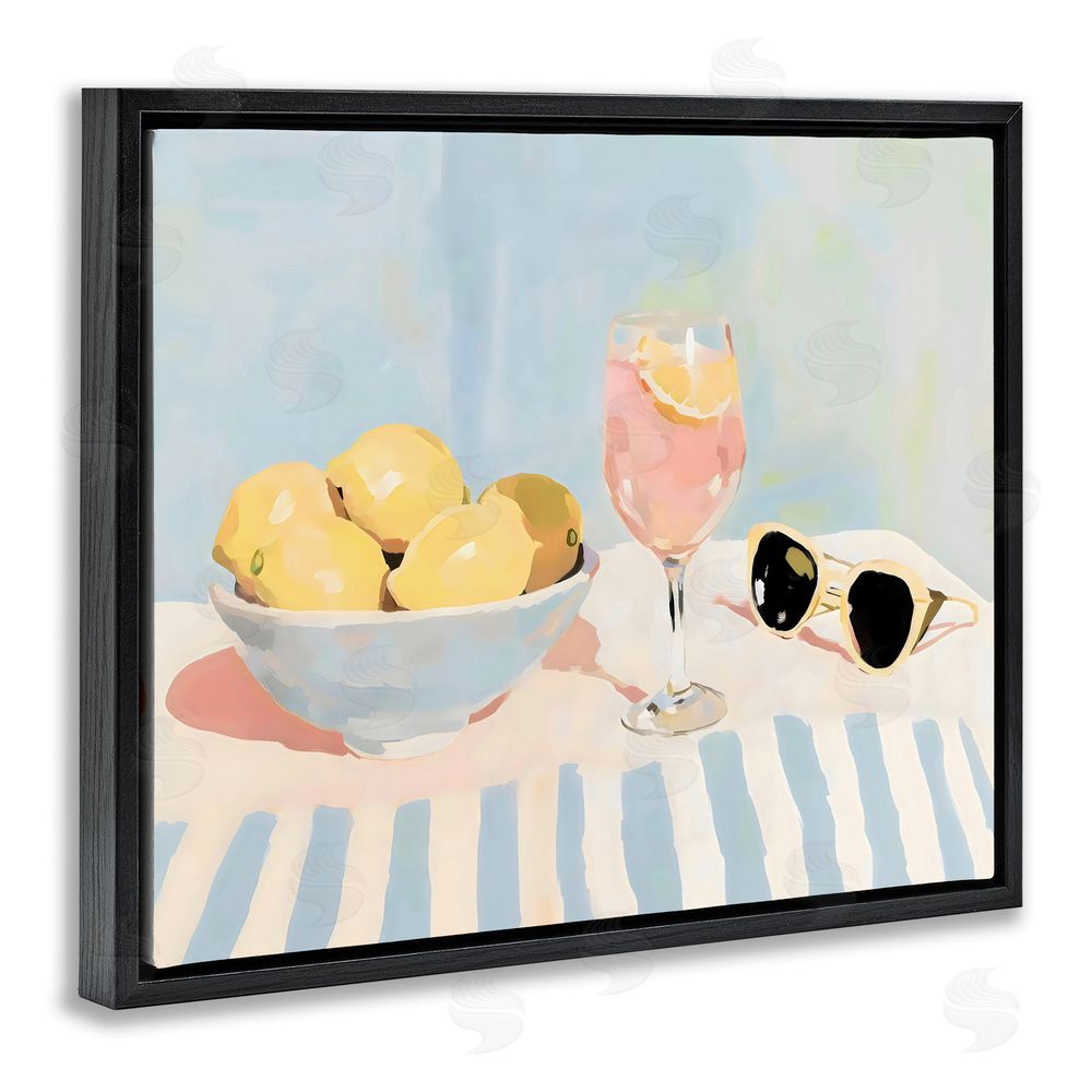 Sisi and Seb Aperol & Summer Lemons Black Floating Frame Stretched Canvas Wall Art Print