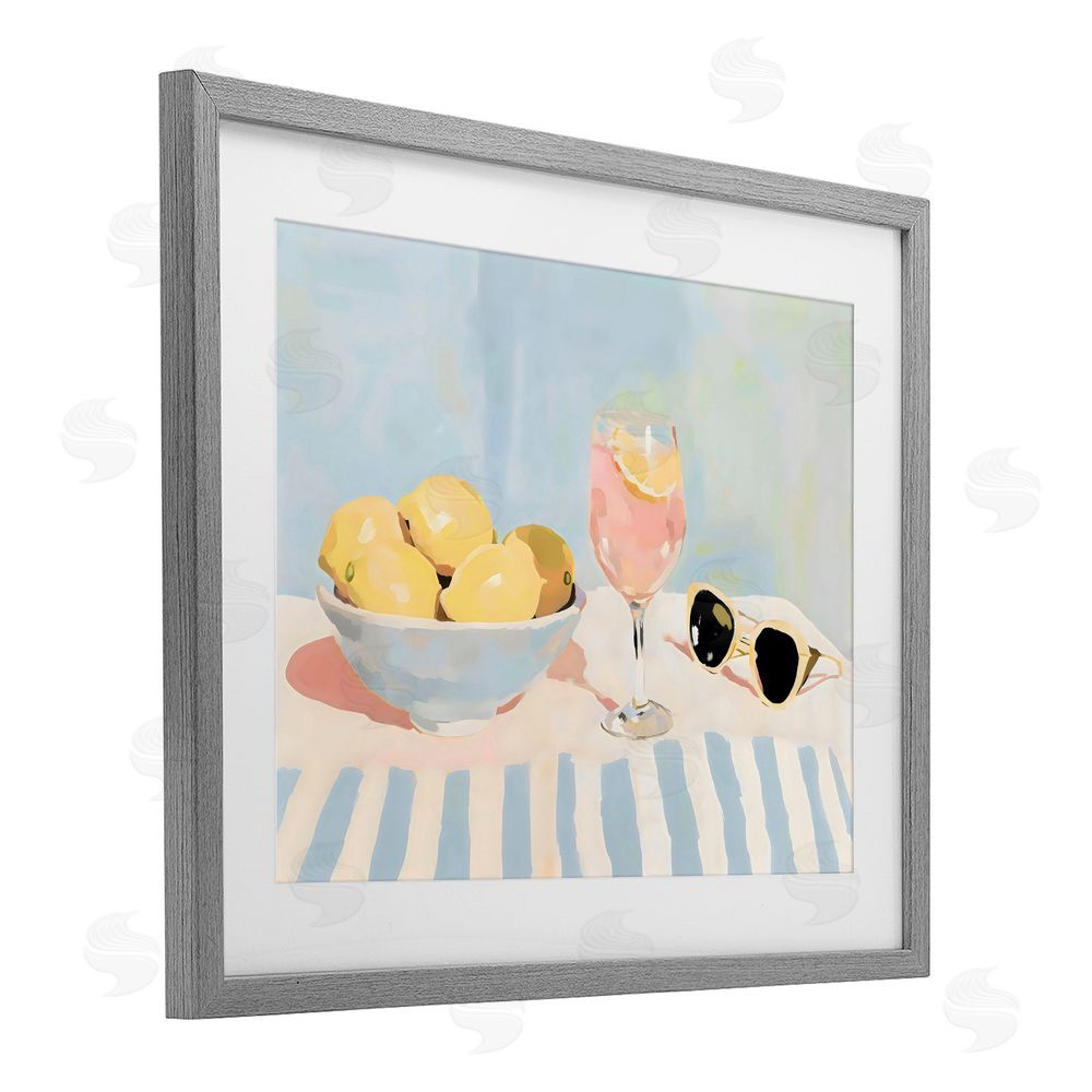 Sisi and Seb Aperol & Summer Lemons Gray Framed Print Under Glass with Matting Wall Art