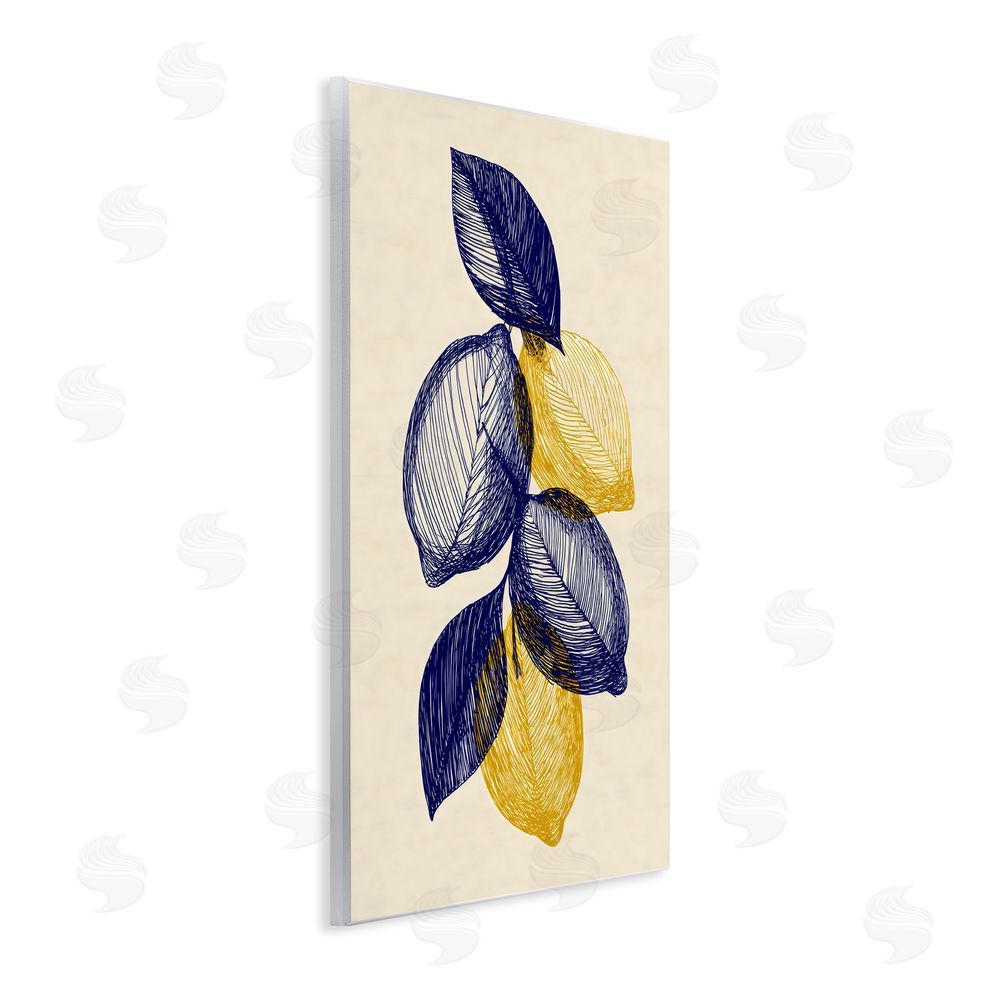 Petal Prints Design Navy Lemons Botanical Sketch Wall Plaque Home Decor Art Print