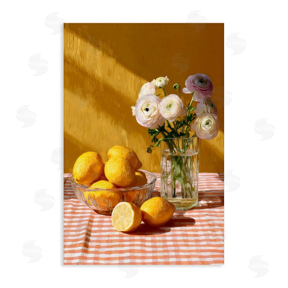 Petal Prints Design Lemony Breakfast Arrangement Stretched Canvas Wall Art