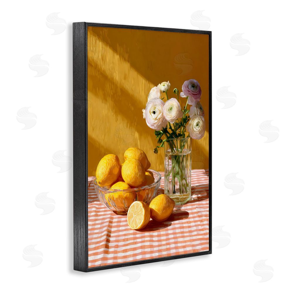 Petal Prints Design Lemony Breakfast Arrangement Black Framed Giclee Wall Art