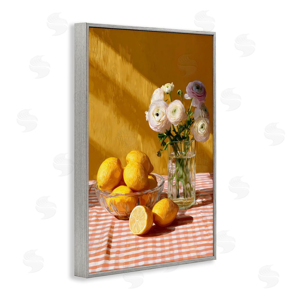 Petal Prints Design Lemony Breakfast Arrangement Gray Framed Giclee Wall Art