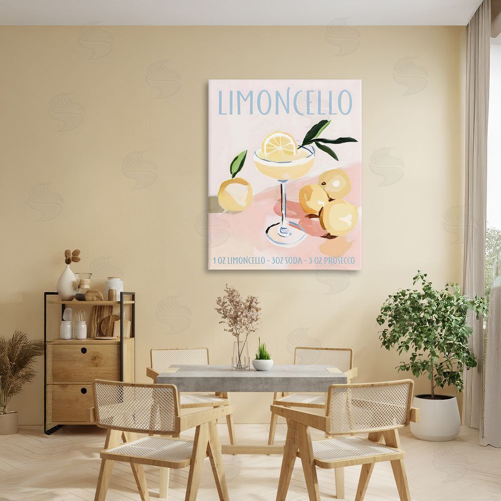 Sisi and Seb Limoncello Summer Cocktail Stretched Canvas Wall Art in Room